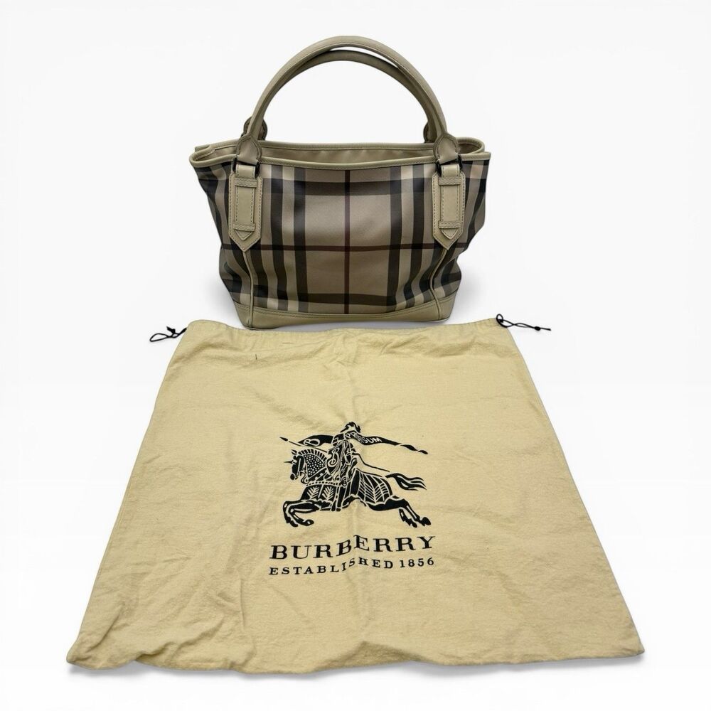 Burberry Authentic Large Smoke House Check Canvas Tote W Dustbag & Certificate - Picture 2 of 16